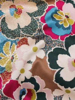 Polyester Textured Challis – Mosaic Floral - Coconut/Magenta
