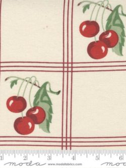 Cotton Toweling - Americana - Cherries - Cream/Red