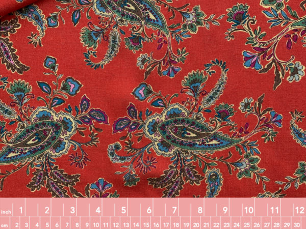 Designer Deadstock - Rayon Crinkle Gauze - Red Paisley