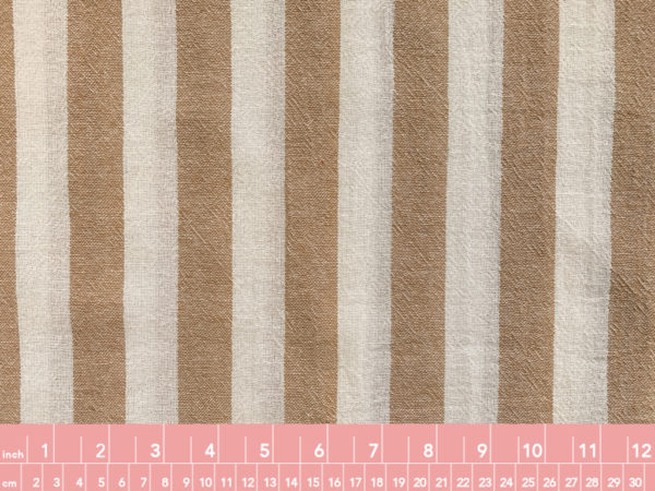 Designer Deadstock - Cotton Gauze - Tan/Ivory Stripe