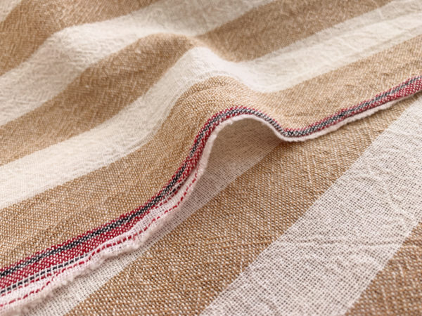 Designer Deadstock - Cotton Gauze - Tan/Ivory Stripe