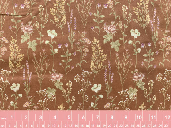 Japanese Cotton Lawn - Wildflowers on Brown