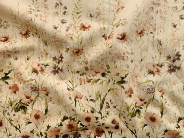 Japanese Cotton Lawn - Wildflowers on Brown