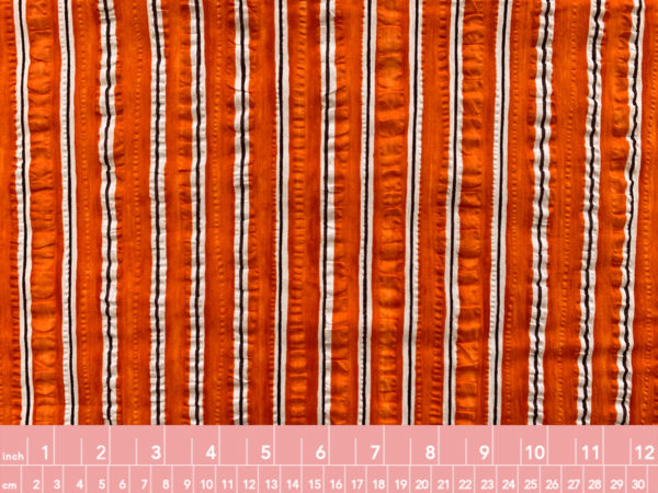 Japanese Cotton Seersucker - Orange Stripe