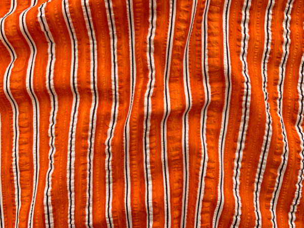 Japanese Cotton Seersucker - Orange Stripe