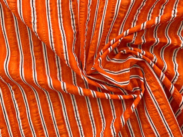 Japanese Cotton Seersucker - Orange Stripe