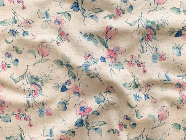 Japanese Cotton/Linen Poplin - Watercolor Peonies