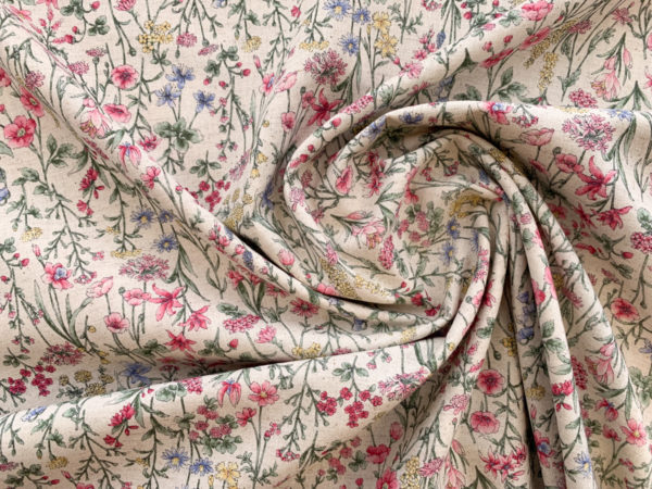 Japanese Cotton/Linen Poplin - Watercolor Peonies