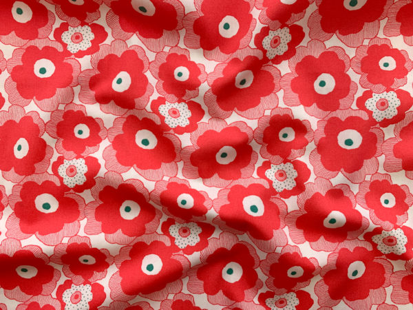 Japanese Cotton Sheeting - Big Red Flowers