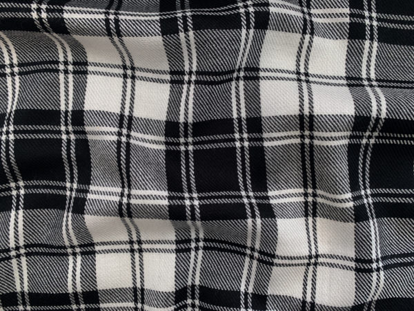 Designer Deadstock - Acrylic/Wool Flannel - Black/White Plaid