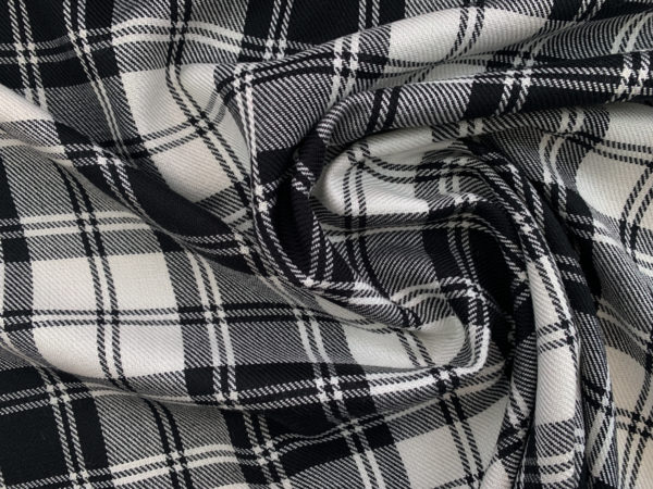 Designer Deadstock - Acrylic/Wool Flannel - Black/White Plaid