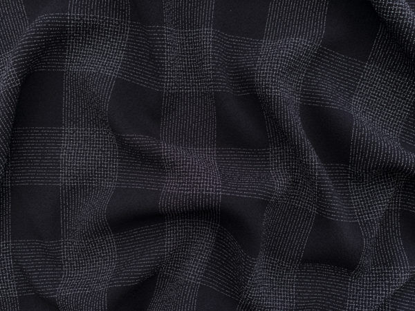 Designer Deadstock - Polyester/Rayon Crepe - Black/White Plaid