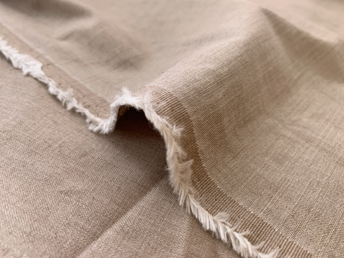 Designer Deadstock Cotton Yarn Dyed Chambray Natural Stonemountain