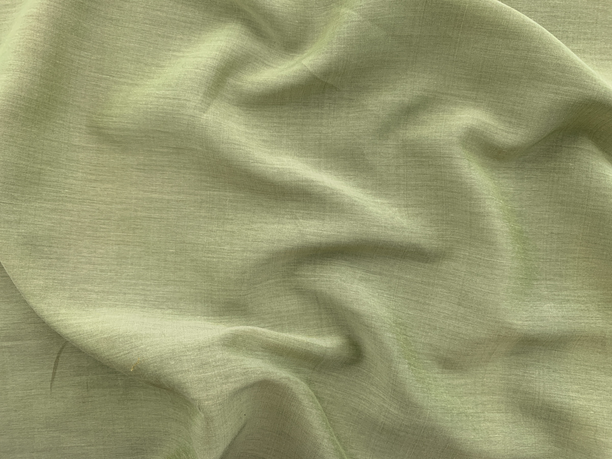 Designer Deadstock Silk/Cotton Yarn Dyed Lawn Celadon