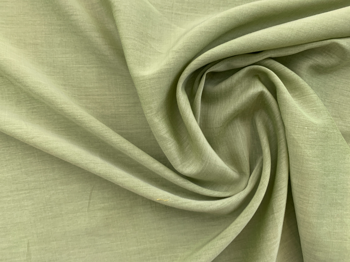 Designer Deadstock Silk/Cotton Yarn Dyed Lawn Celadon