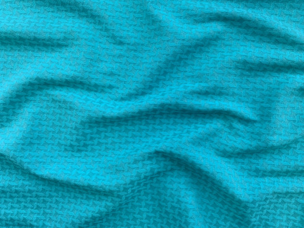 Designer Deadstock – Rayon/Spandex Stretch Houndstooth – Turquoise