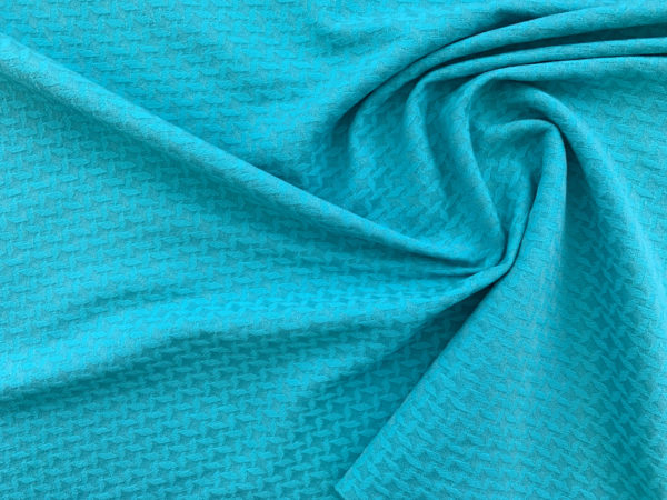 Designer Deadstock – Rayon/Spandex Stretch Houndstooth – Turquoise