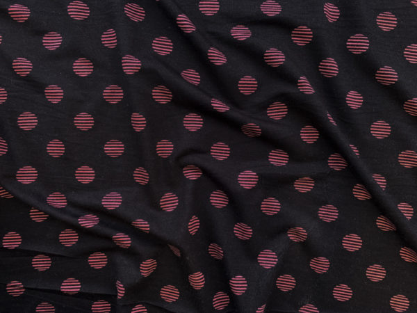 Designer Deadstock - Rayon/Spandex Jersey - Black/Pink Polka Dot