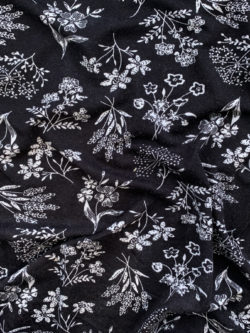 Designer Deadstock – Rayon/Spandex Jersey – Black/White Botanical