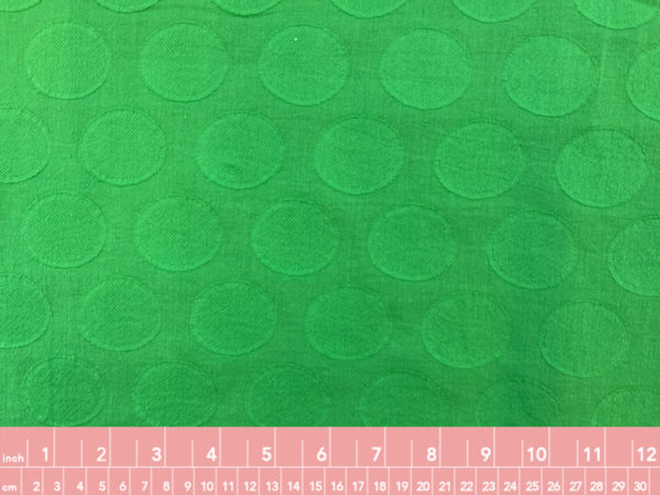 Designer Deadstock - Cotton Textured Voile - Green Polka Dot