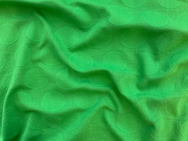 Designer Deadstock - Cotton Textured Voile - Green Polka Dot