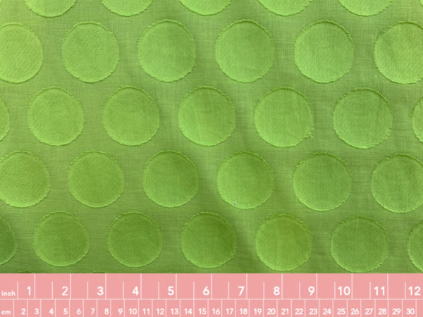 Designer Deadstock - Cotton Textured Voile - Lime Green Polka Dot