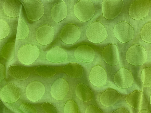 Designer Deadstock - Cotton Textured Voile - Lime Green Polka Dot