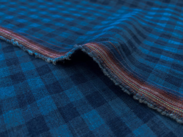 Designer Deadstock - Yarn Dyed Linen/Cotton - Blue Plaid