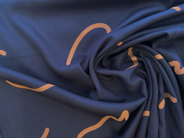 Mind the Maker – Viscose Twill – Doodle Lines – Indigo Night