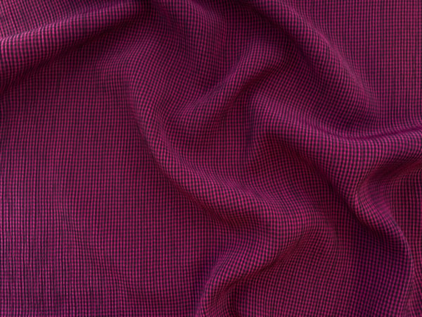 Designer Deadstock - Rayon Crepe - Fuchsia Gingham