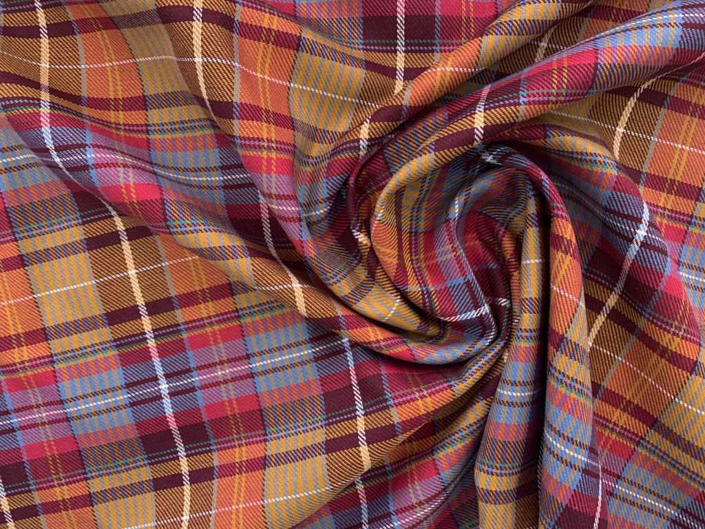 Designer Deadstock - Yarn-Dyed Cotton Shirting - Red/Gold Plaid ...