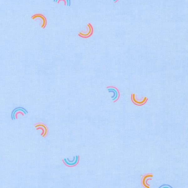 Cotton Flannel - Rainbows - Cornflower