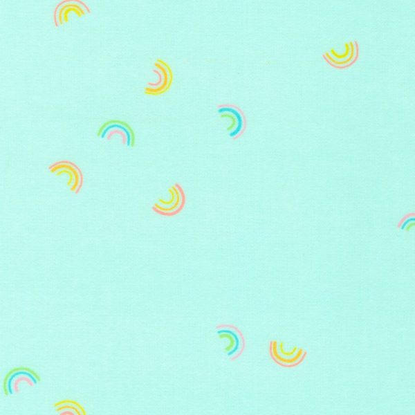 Cotton Flannel - Rainbows - Mint