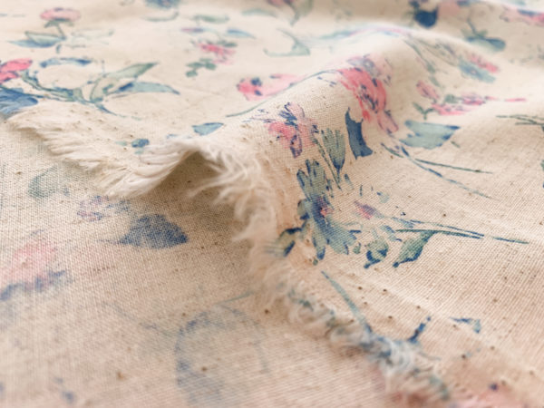 Japanese Cotton/Linen Poplin - Watercolor Peonies