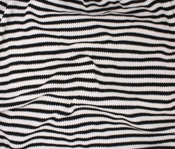 Martine Stripe - Rayon/Poly Textured Sweater Knit - Black/White