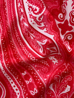Designer Deadstock - Silk Twill Panel - Red Paisley