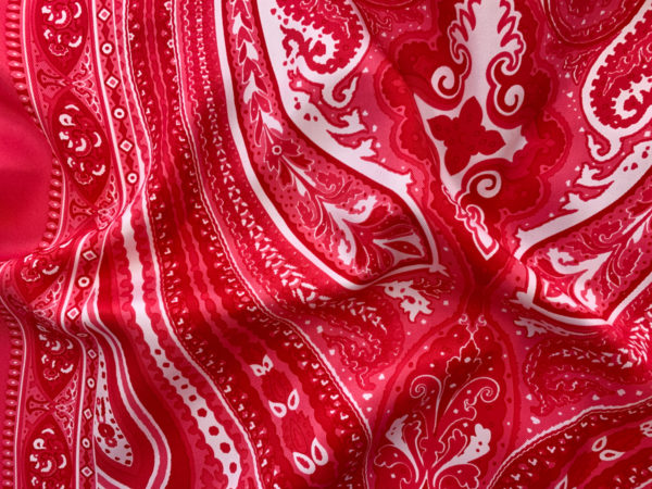 Designer Deadstock - Silk Twill Panel - Red Paisley