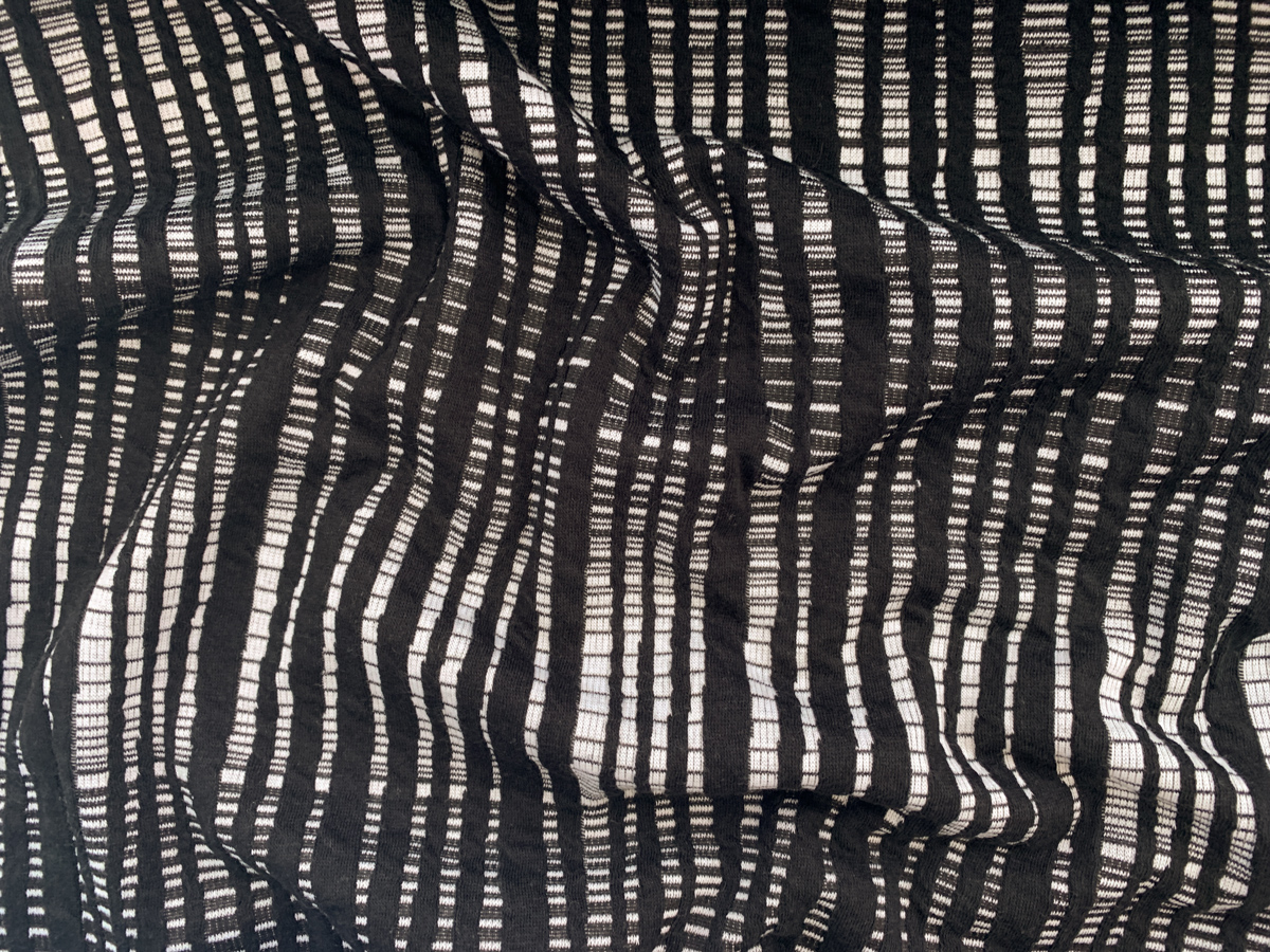 Designer Deadstock – Cotton/Polyester Textured Knit – Streaks – Black ...