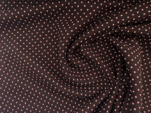 Designer Deadstock – Cotton/Polyester Yarn Dyed Polka Dot – Brown/Pink