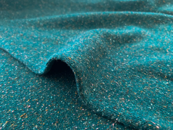 Designer Deadstock – Wool/Acrylic Speckle Sweater Knit – Teal