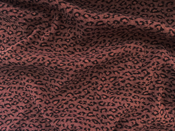 Designer Deadstock – Rayon Washed Textured Jacquard – Black/Mauve Leopard