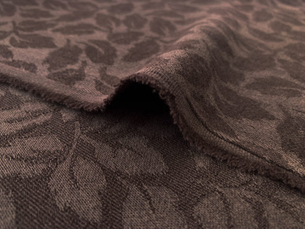 Designer Deadstock – Rayon Textured Jacquard – Mocha Leaves