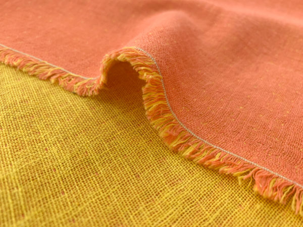 Designer Deadstock – Cotton/Linen Double Gauze – Creamsicle/Lemon