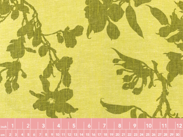 Designer Deadstock – Two-Tone Slub Cotton/Linen – Silhouette Floral – Citron