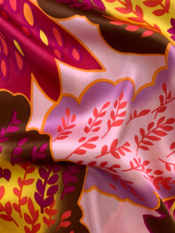 Designer Deadstock - Printed Silk Stretch Charmeuse - Pink/Orange Floral