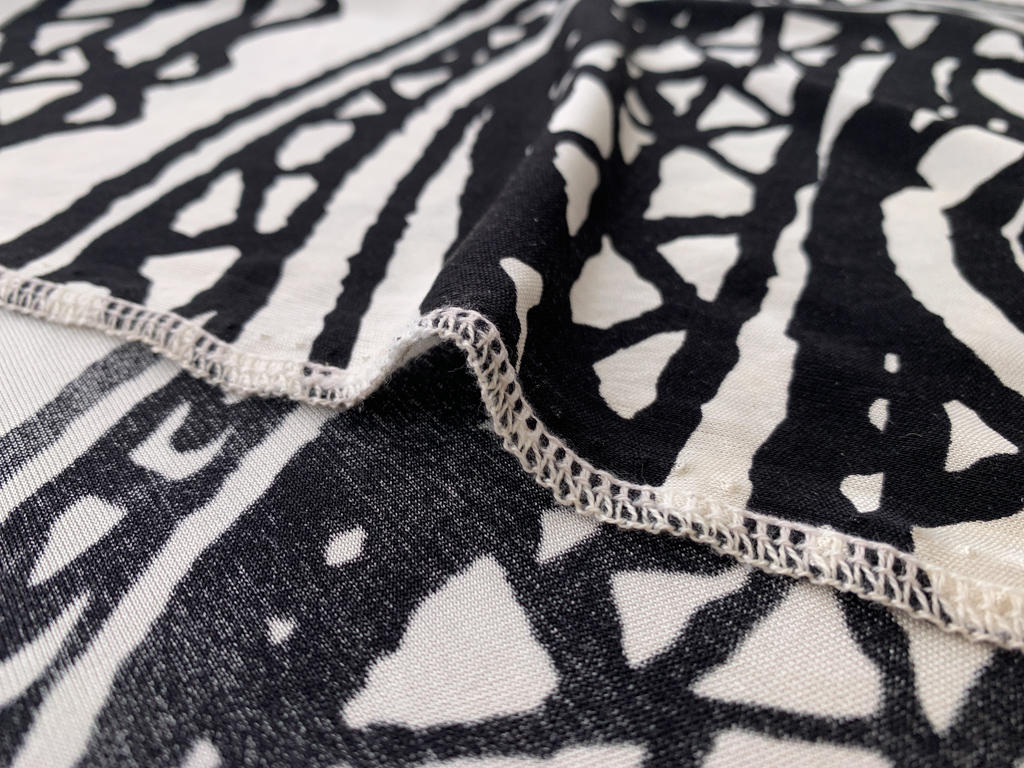 Designer Deadstock - Silk Jersey - Black/White Abstract Swirls