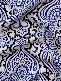 Designer Deadstock - Silk Twill - Blue/Brown Japanese Print