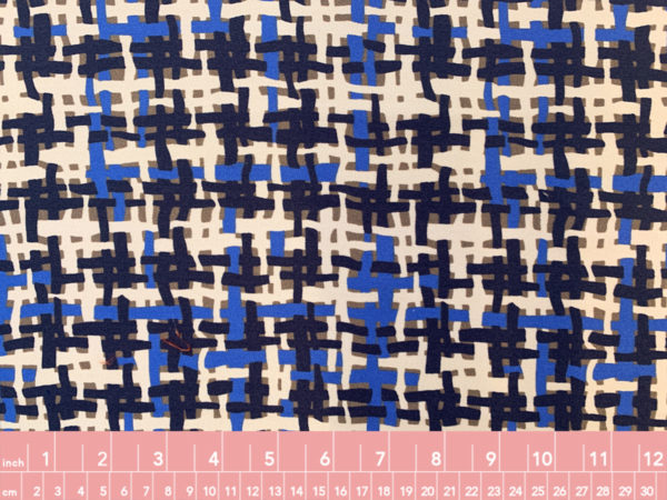 Designer Deadstock - Silk Twill - Blue/Brown Japanese Print