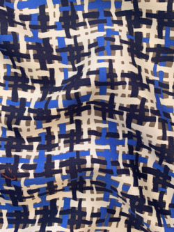 Designer Deadstock - Silk Twill - Blue/Brown Japanese Print