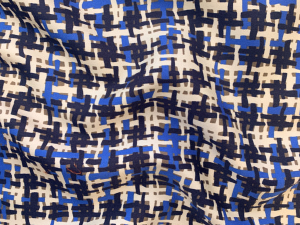 Designer Deadstock - Silk Twill - Blue/Brown Japanese Print